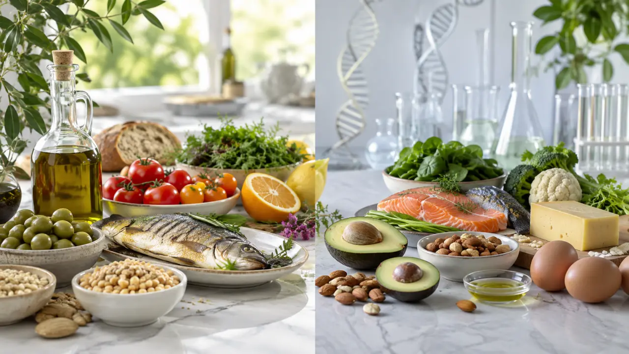 Illustration lumineuse d'une alimentation saine et d'une approche médicale moderne